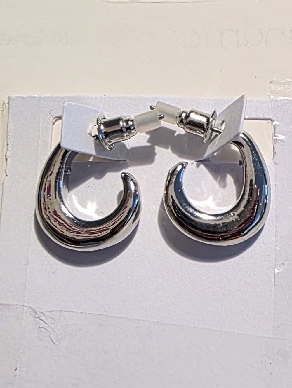 Silver Crescent Hoop Earrings - Women Jewelry